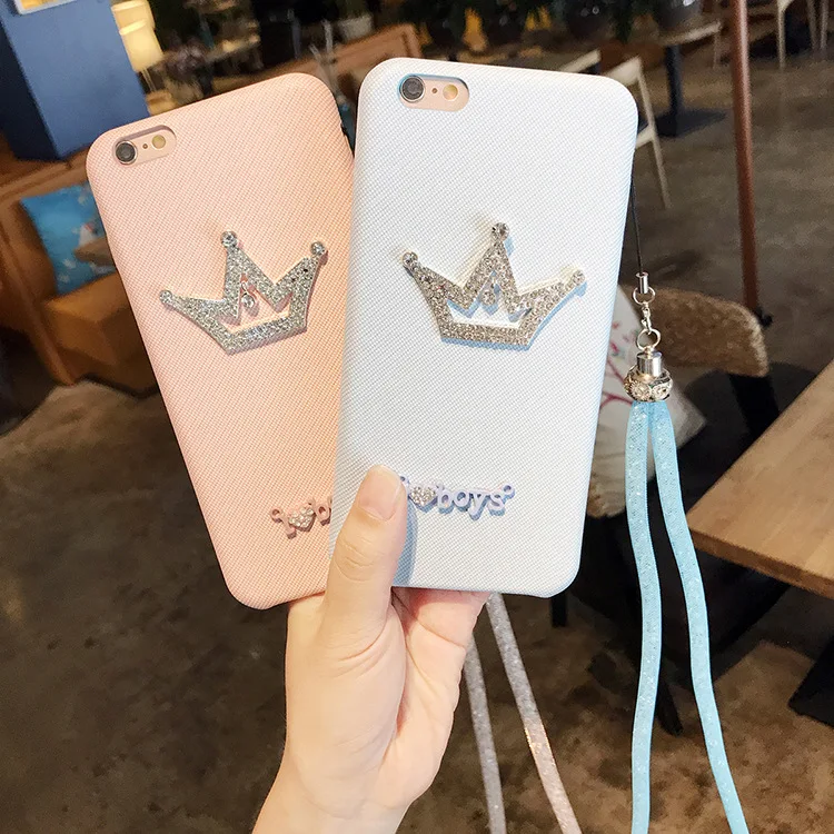 Diy silver crown mobile phone case beauty full crystal accessories