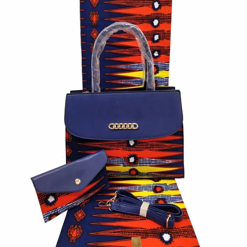 
H & D Hot Selling African Wax Print Fabric Tote Bags Fashion Women Handbags 