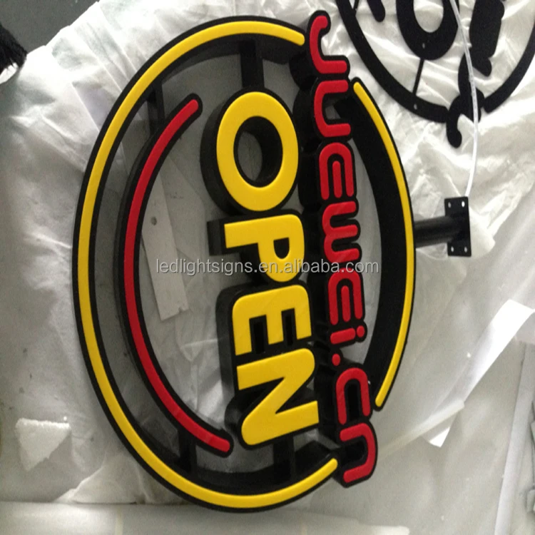 Customized design stainless steel galvanized steel protruded acrylic led sign board neon sign outdoor led open sign