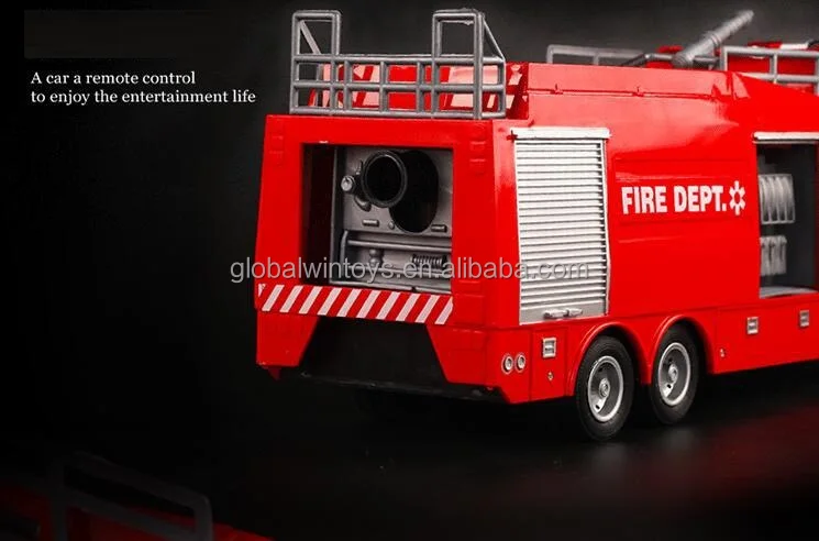 6ch Radio Control Toy Rc Fire Truck Toy With Water Spraying&Music For Kids
