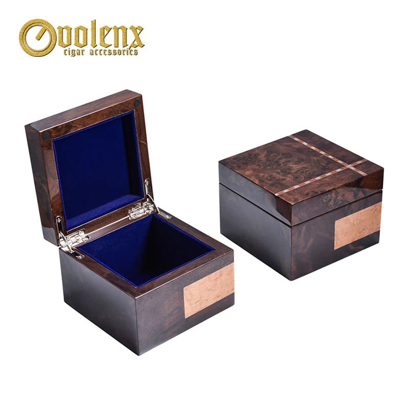 Wood parquet black walnut handmade high gloss rectangular wooden box