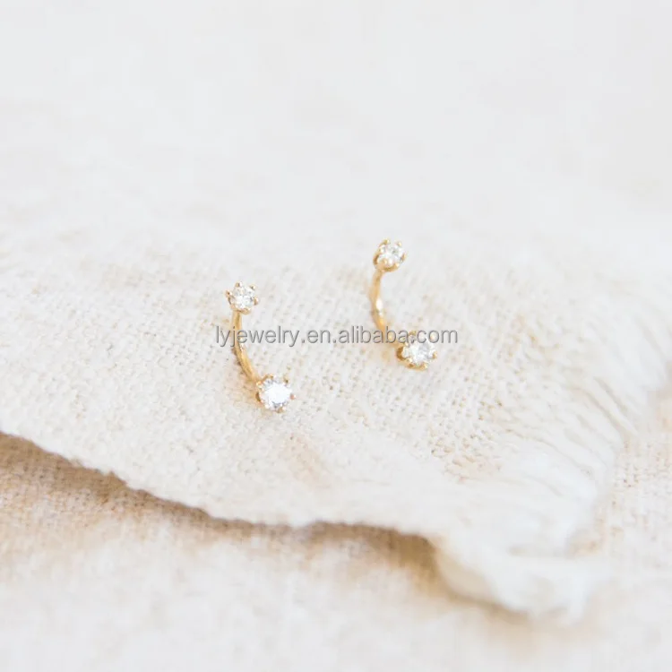 Tiny cute flower stud earrings sterling silver diamond small earrings 925