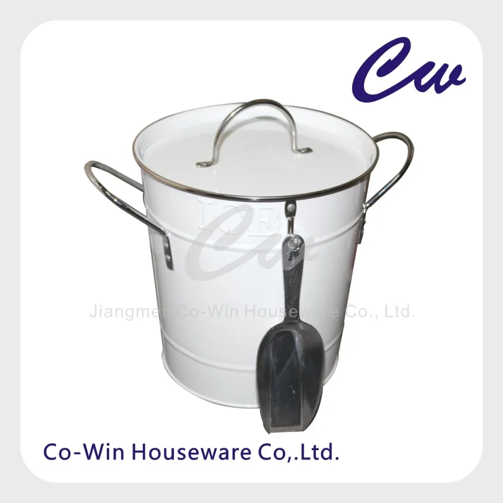 Galvanized Steel Metal Ice Bucket With Plastic Inner Liner And Lid Scoop / Ice Bucket / Champagne Bucket