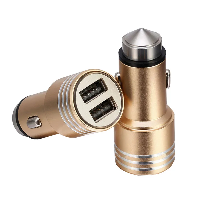 
Dual USB on-board charger adapter Aluminum alloy metal vehicle charger 