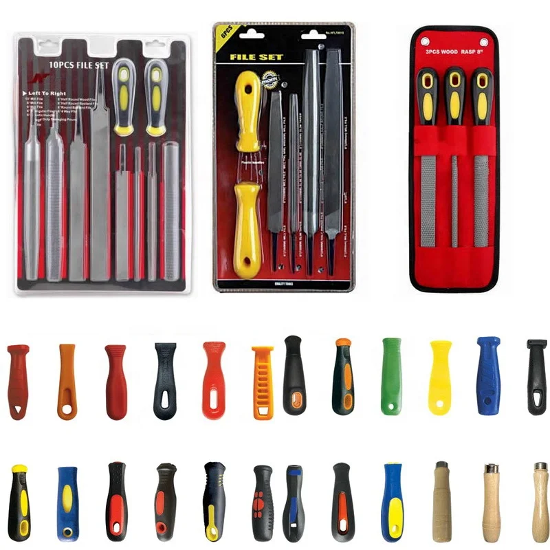 
TPR ABS handle 5pcs Steel File Set Included Flat Round Triangle Square Half Round Steel File Diamond Needle Mini File set 