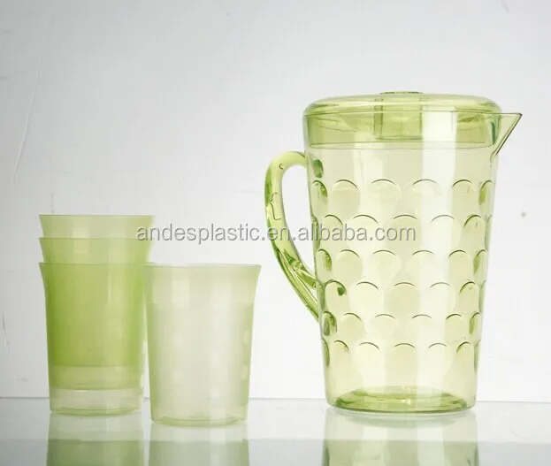 
2.5L Clear Crystal Cold Plastic Water Pitcher/Jug With Cups In Set 