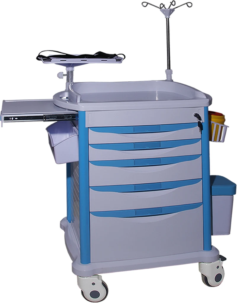 BT-EYN10 5-drawers abs plastic emergency drugs equipment hospital ward patient medical cash cart trolley with wheels price