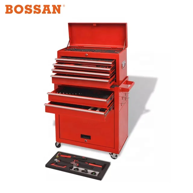 480 pieces Bossan 7-drawers up and down tool cart trolley with a 4-drawers cabinet inside