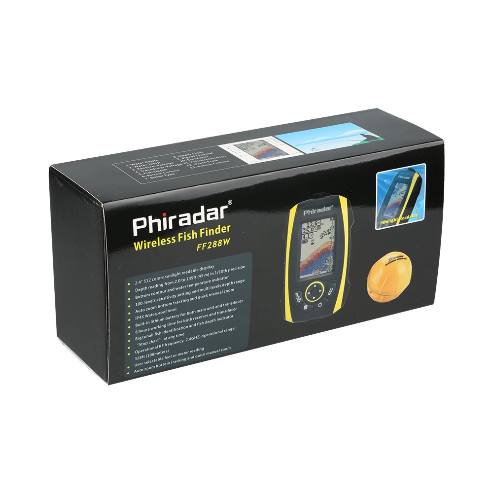 
100M operation range portable wireless fish finder with sunlight readable color lcd 