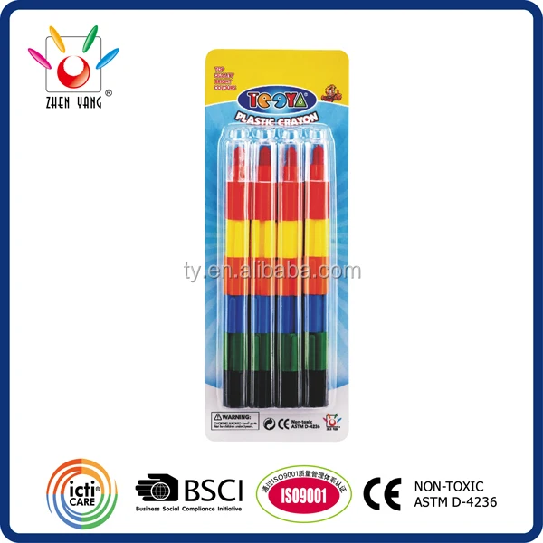 6INI STACKING CRAYON|6IN1 PLASTIC CRAYON IN BLISTER PACK