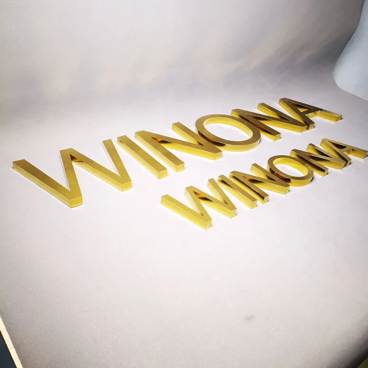 
3D Stainless Steel Logo Decorative Custom Metal Channel Letters Mirror Gold Letters Sign 