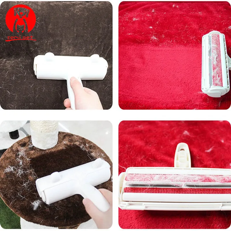2 Way Pet Hair Remover Roller Removing Dog Cat Hair from Furniture self-cleaning Lint Pet Hair Remover One Hand Operate