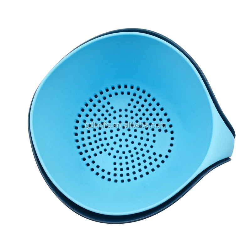 2PCS Kitchen double layers vegetable fruit plastic washing drain basket with handle