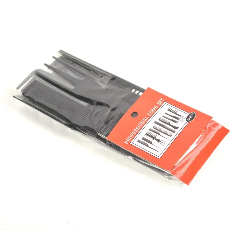 Wholesale 10pcs set black Hair Stying Hair Salon Tools Hairdressing Brush Comb Set