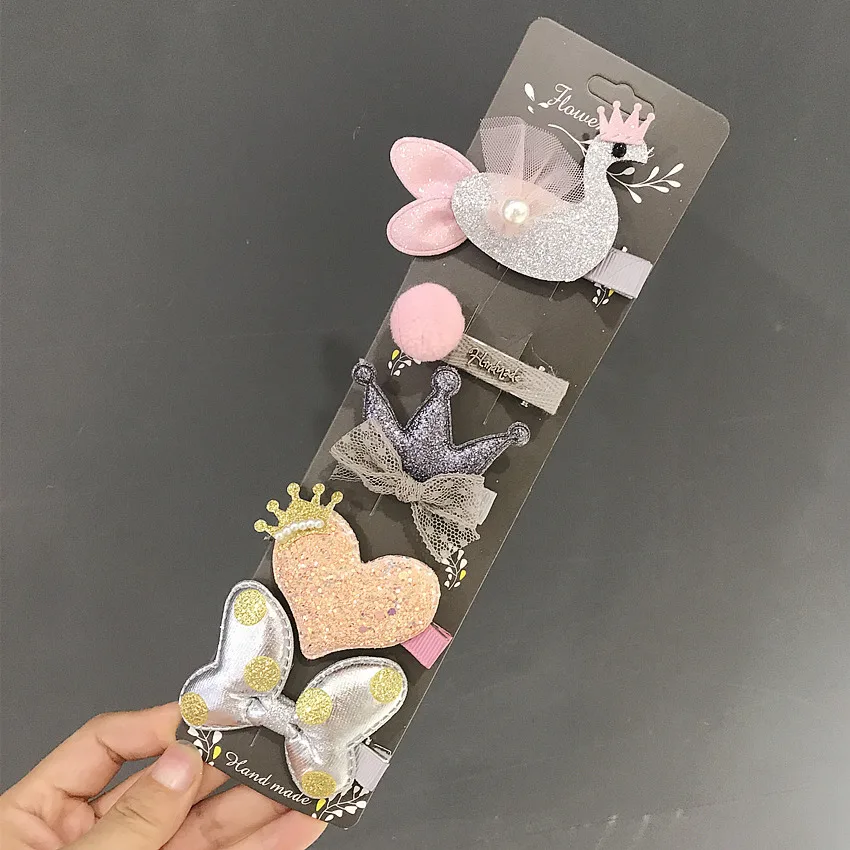 Hot Sale Children New Hair Clips Cute Crown Flowers Safety cute Barrettes BB hairpins Little Girls Gifts Kids Hair Accessories