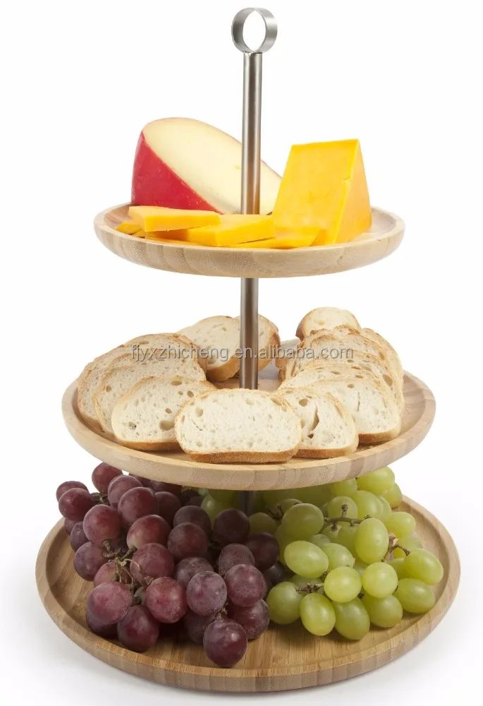 Totally Bamboo 3 Tier Serving Tray for Cake Appetizer Dessert Buffet Display Stand Table