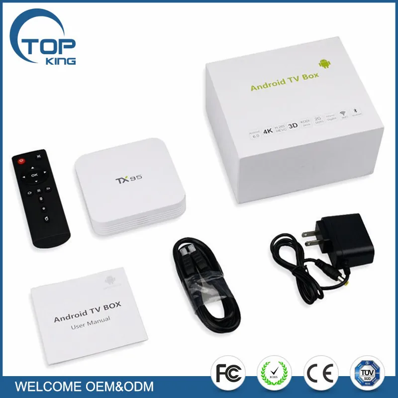 TX95 Android 6.0 Зефир TV Box S905x 2 ГБ Ram 16 ГБ Rom Dual Band Wi-Fi kodi16.1 смарт BT 4.1 Android TV Box TX95