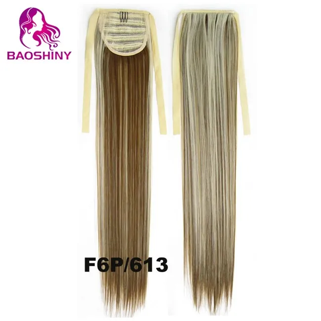 
22inches Silky straight pony tail synthetic hair ponytail dark blonde ponytail hairpieces 