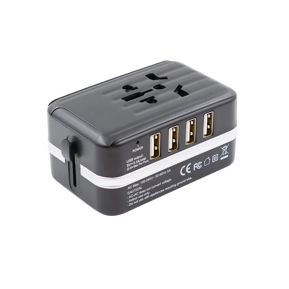 
Универсальный адаптер для путешествий по миру, зарядное устройство с несколькими вилками, адаптер все в одном, штепсельная вилка стандарта Великобритании, США, Австралии, ЕС с 4 USB-портами 