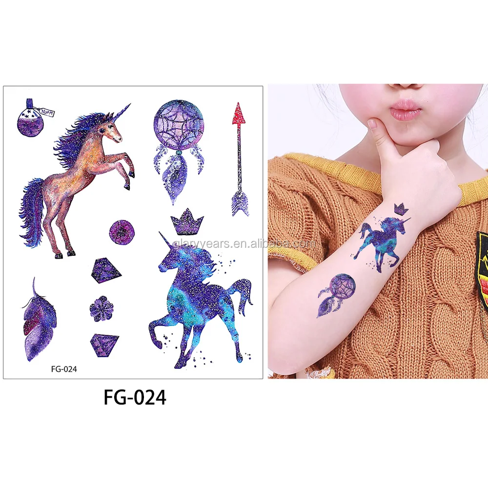 
Glitter Kids Animals Temporary Tattoo Sticker Paper 