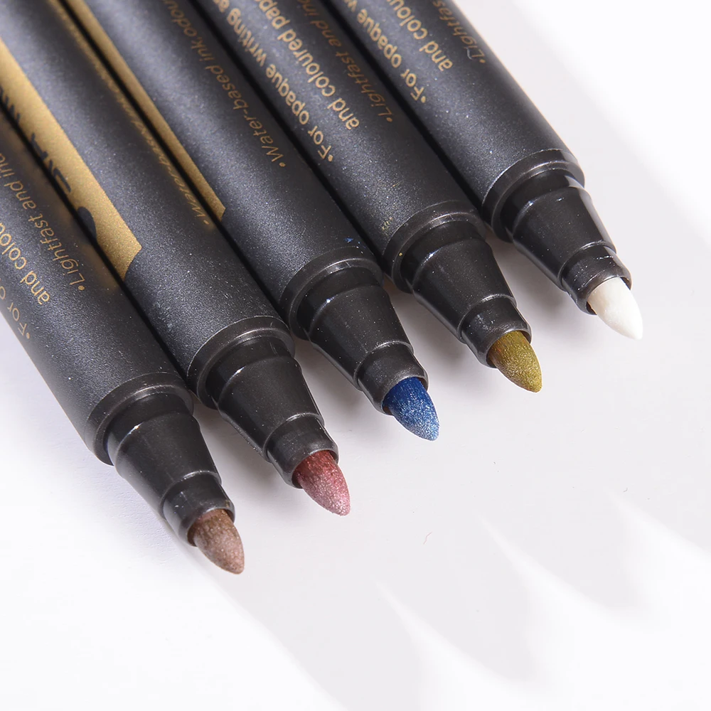 STA 10 Colors Metallic Paint Markers Pens Medium Tip Metal Art Permanent Marker Set