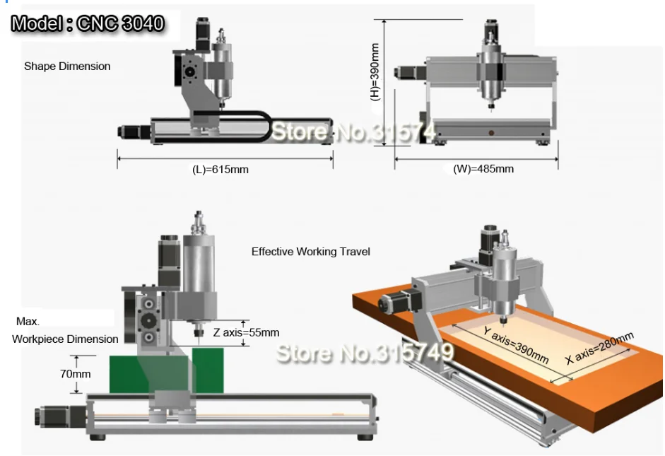
Desktop CNC 3040 Mini 3D CNC Router Machine For Milling, Drilling, Engraving & Carving 