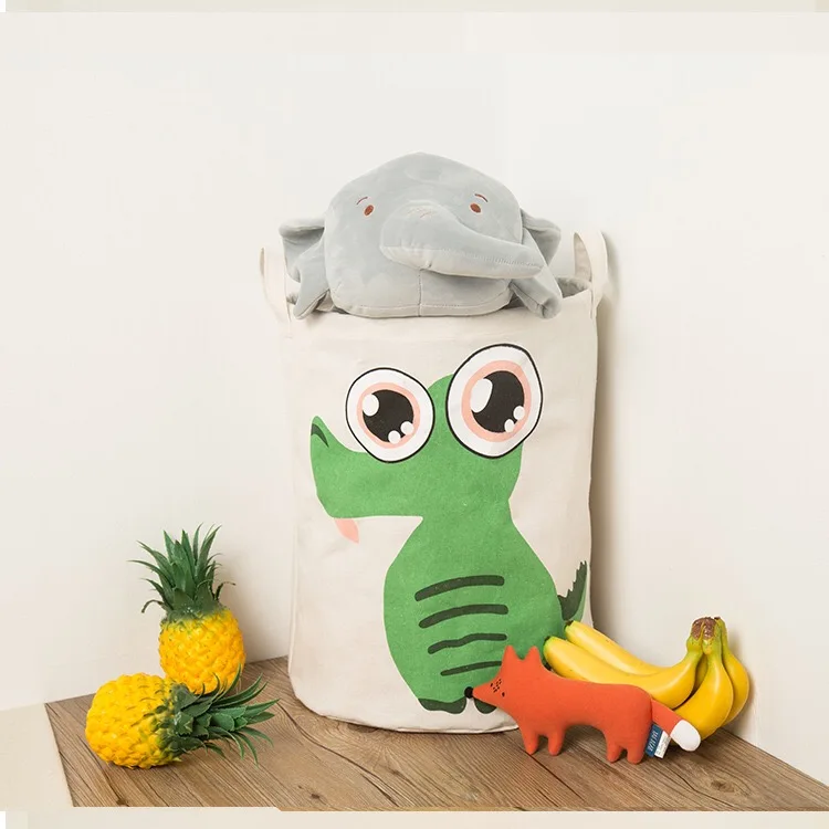 Cartoon Children Toys Storage Basket Laundry Basket Wholesale Cotton Linen Clothing Storage Boxes & Bins Europe White Round 2pcs
