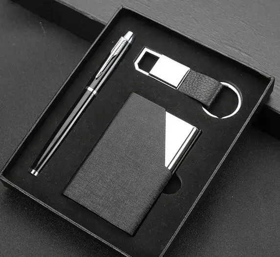 Office Stationery 2018 Promotional Custom Logo Business Pen And Keychain Gift Set