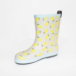 Fashion strap lemon yellow cartoon cheap kids rain children rubber boots wholesale
