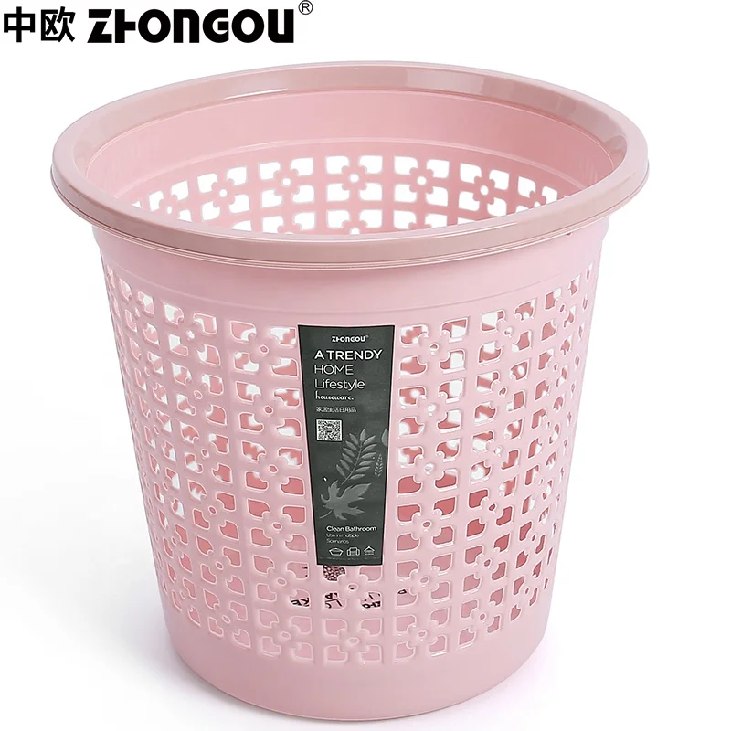 Cheap Colorful Hollow Out Round Plastic Garbage Bin waste bin Trash bin