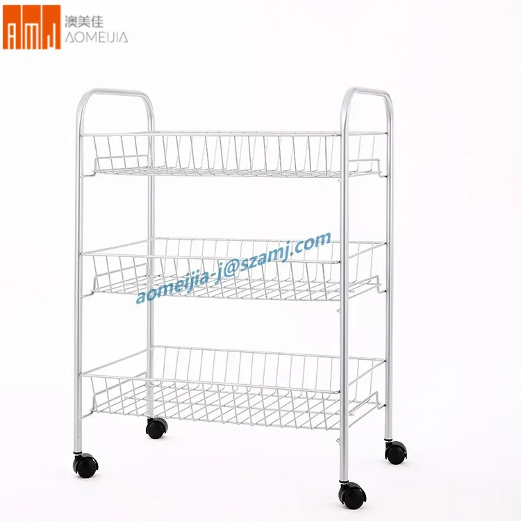 High quality light duty three Layers kitchen storage steel metal racks