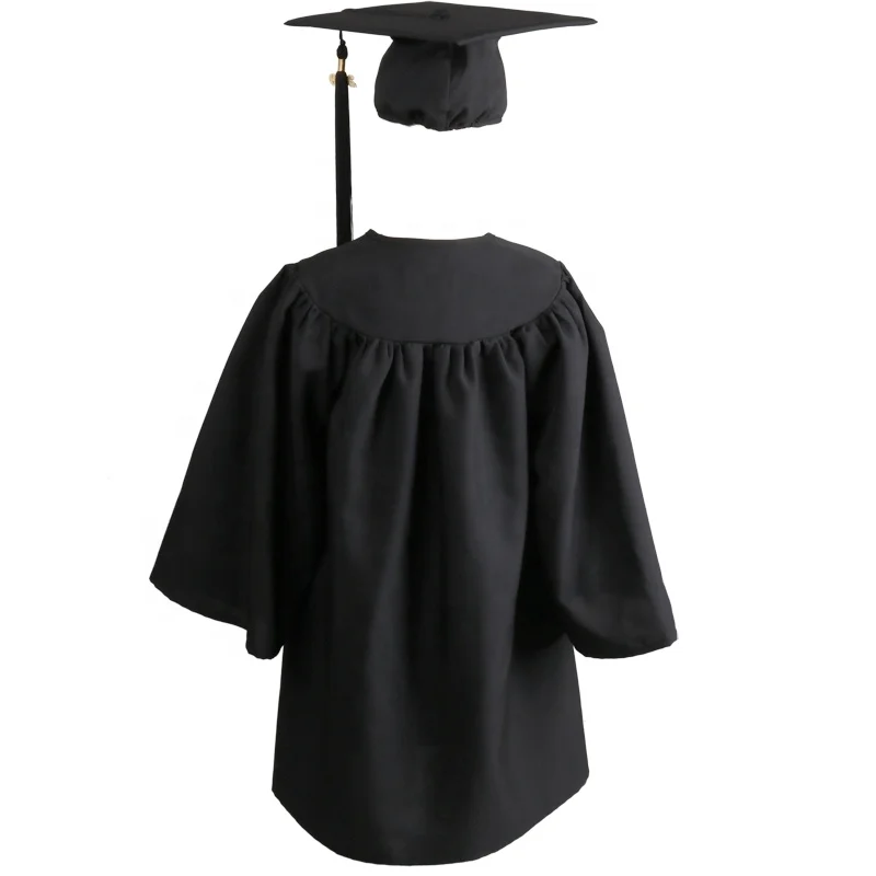High quality wholesale children  black matte  kindergarten elementary preschool kids graduation gowns