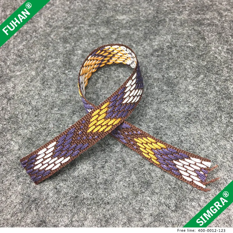 Wholesale Popular Design High Quality Woven Fabric Thick Jacquard Ribbons