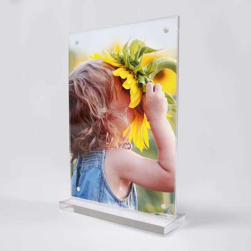 Custom size A4 A5 A6 acrylic magnetic label memo sign holder magnet photo pictures frames with thick stand 8.5x11 5x7 inches (60820043745)