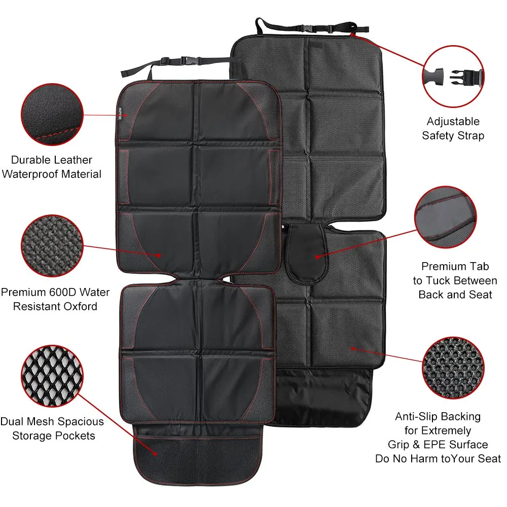 
Ticota New Type Full Set Waterproof Front Seat Protection Universal Car Seat Topper Cover Protector Black Padding 