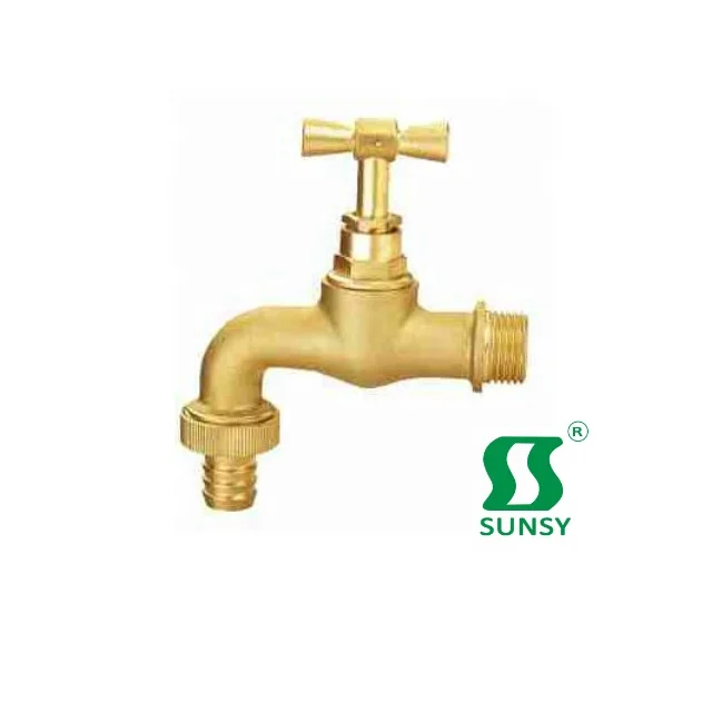 Yuhuan sunsy factory forged BSP NPT golden color brass tap water hose stop tap bibcock faucet for kitchen garden washing machine