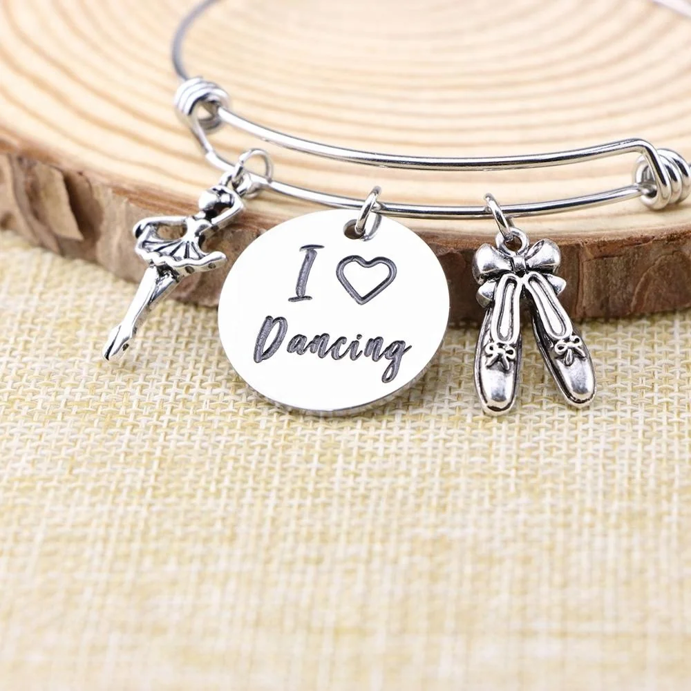 Hottest Gift Dance Adjustable Wire Bangle Bracelet With Charm  Wholesale For Women