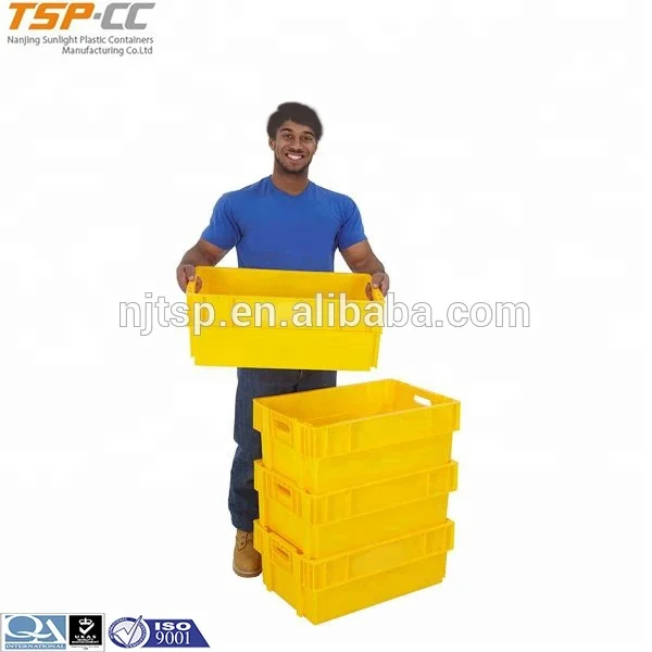 
Euro large size nest stack hard plastic storage packaging for fish transport crates 