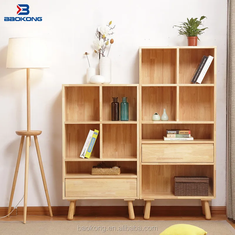 Solid Wood Book Shelf With Drawers Kids Bookrack Design