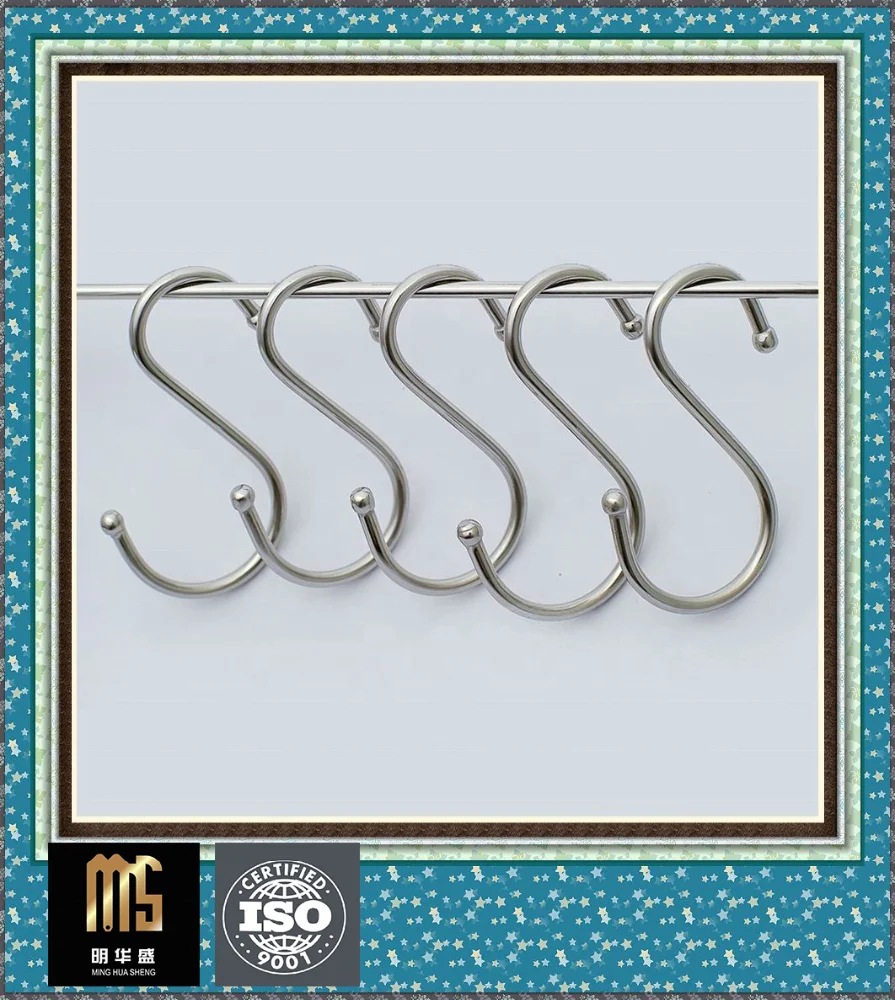 Metal hooks for clothes hanger S shaped hanger hooks,stainless steel metal S hooks for kitchen,S hangers hanging hooks