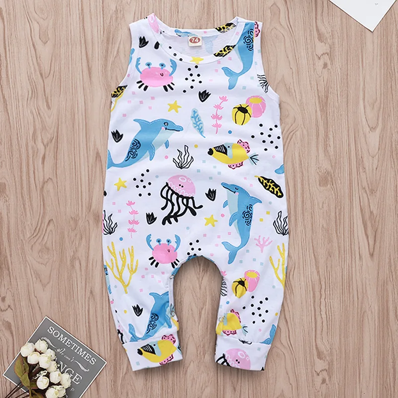 2019 summer Ocean Animal full print KIDS BODYSUITS ROMPERS infant cotton romper 0-2years