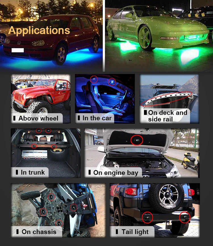 IP68 Waterproof Multi Functional LED Rock Light, offroad Camping light