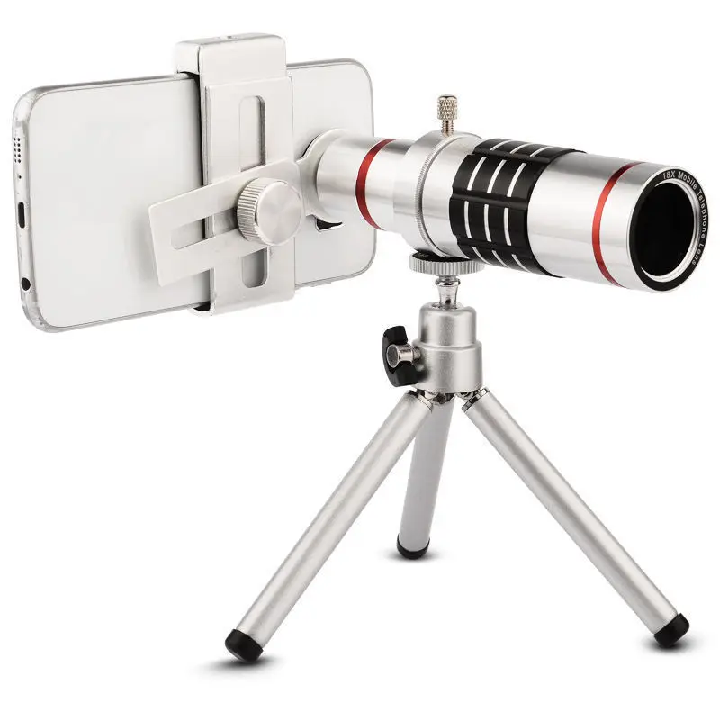 
Outdoor Mobile Phone Long Focus Lens External Universal Telescope 18X Metal High Definition Zoom Camera Lens Set 