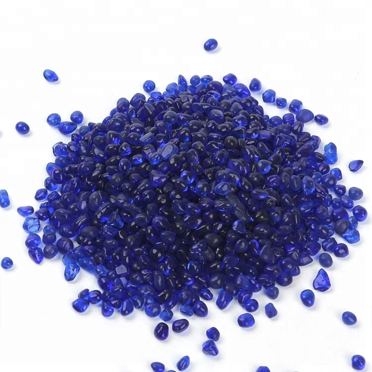 2-6mm Wholesale High Luster Cobalt Blue Glass Beads Sapphire Blue Fire Glass Pebbles for Fire Pit Patio DIY Artworks Decor