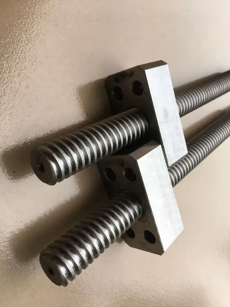 MMS factory produce high precision trapezoidal screw with round and flange nut for CNC machine and engraving machine