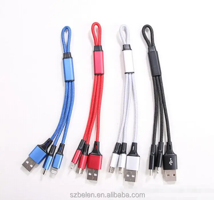 Трендовый горячие продукты специальный usb кабель 15 см 3 в 1 USB кабель для Micro и IOS и Тип C