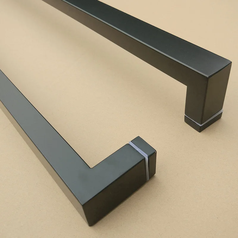 Single side square shape matt black stainless steel shower door handle