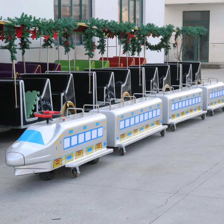 
China Manufactures FRP Shell cheap Theme Park Mall Rides Trackless Train 