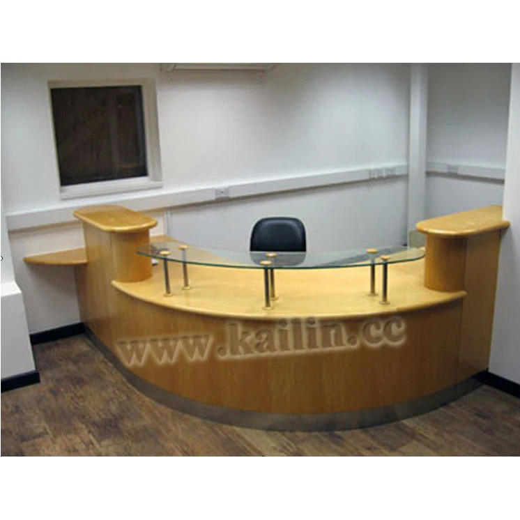 Factory directly sell modern solid wooden round stable reception desk office furniture reception desk cashier front counter