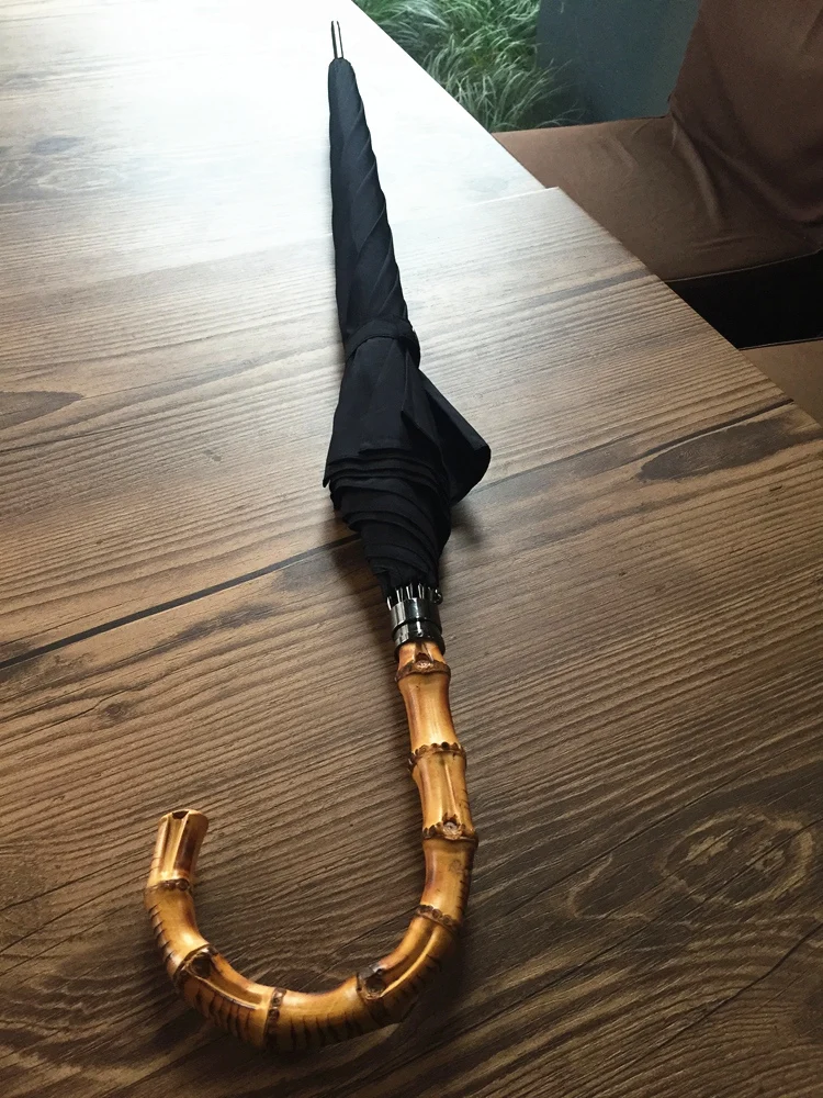 Luxury straight umbrella with bamboo handle